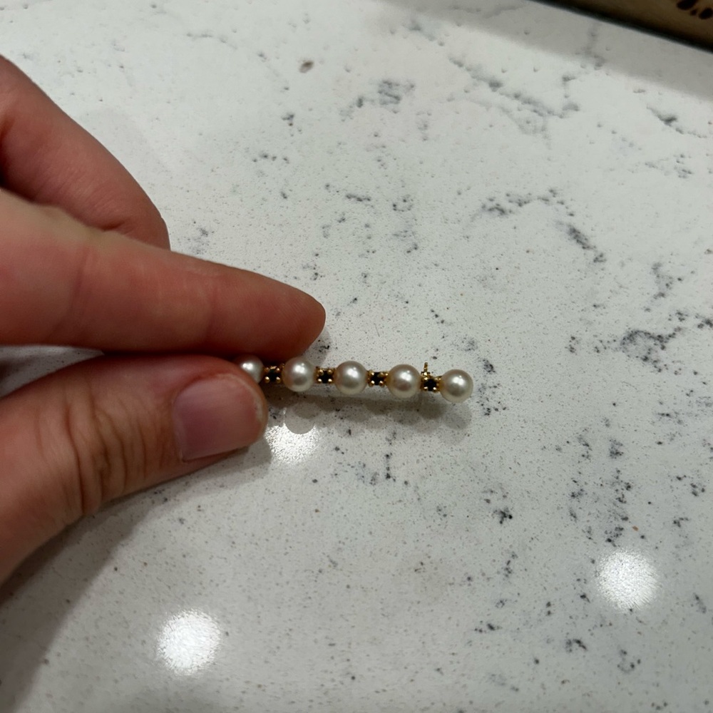 14k Yellow Gold Cultured Pearl and Sapphire Bracelet